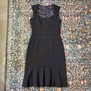 White House Black Market Black Ruffle Hem Business Professional Dress